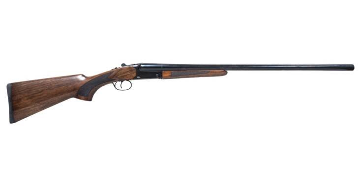 Classic double-barrel shotgun with polished wood, elegant metalwork, and superior balance for hunting.