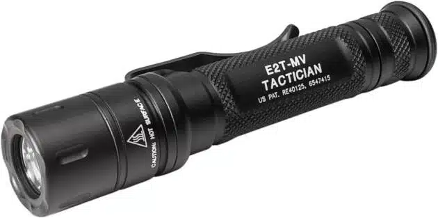 Compact E2T-MV Tactician Tactical Flashlight: Durable, portable, and bright for any situation.