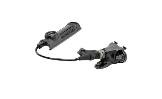 Durable compact tactical light with pressure switch for enhanced visibility and quick activation on firearms.