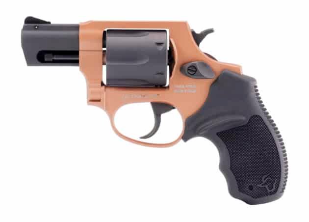 Taurus 856 Snub-Nose Revolver: stylish two-tone design for concealed carry and personal defense.