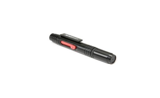 Sleek black retractable pen with red button and pocket clip, ideal for professionals and students.