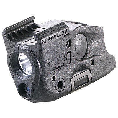 Compact Streamlight TLR-6 tactical light and laser sight for handguns, ideal for low-light situations.