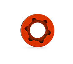 Bright orange star-shaped ring enhances grip and visibility in mechanical applications. Durable and efficient.