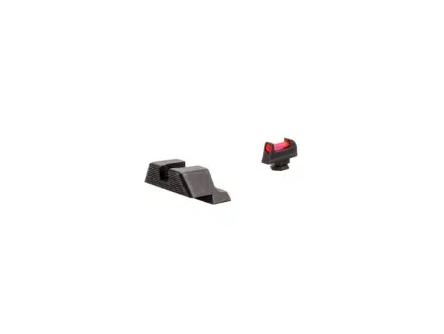 Improve accuracy with low-profile handgun sights featuring a bright red front sight for quick targeting.