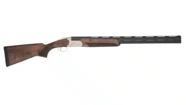 Elegant side-by-side shotgun with polished barrels and wooden stock, perfect for hunting and sport shooting.