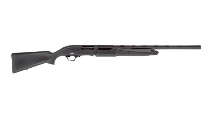 Sleek black pump-action shotgun designed for precision, comfort, and reliable performance in various shooting scenarios.