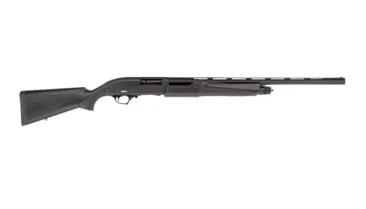 Sleek black pump-action shotgun designed for precision, comfort, and reliable performance in various shooting scenarios.