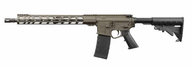 Sleek tactical rifle with adjustable stock, enhanced grip, and high-capacity magazine for precision shooting.