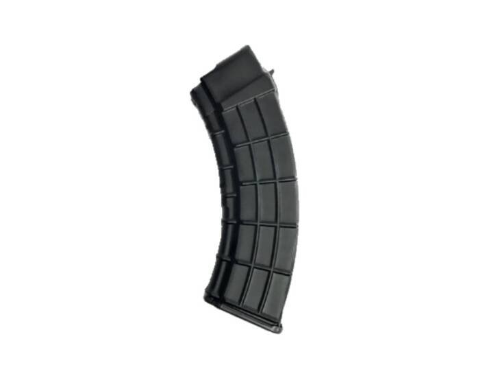High-capacity curved polymer magazine for military-style rifles, enhancing performance and reliability in shooting.