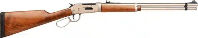 Classic lever-action rifle with polished barrel and elegant wooden stock for hunting and sport shooting.