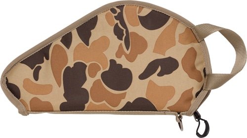 Durable camouflage gun case with secure zipper and comfortable handle, perfect for outdoor activities.