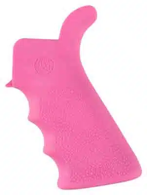 Vibrant ergonomic pink firearm grip for enhanced comfort, control, and personalized style.