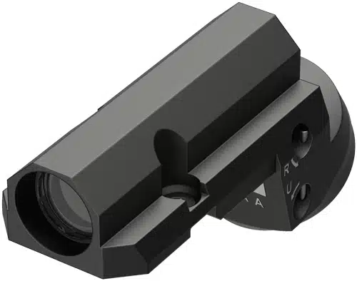 Sleek matte black tactical optical sight for precise aiming on rifles and shotguns.