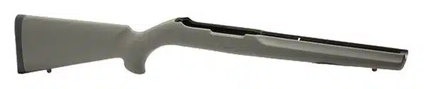 Ergonomic gray polymer gun stock for enhanced comfort and accuracy in tactical rifles.