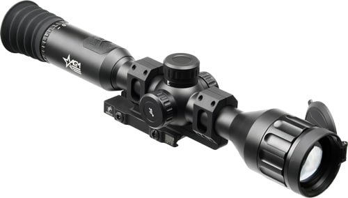 Precision tactical riflescope with adjustable turrets and integrated night vision for enhanced shooting accuracy.