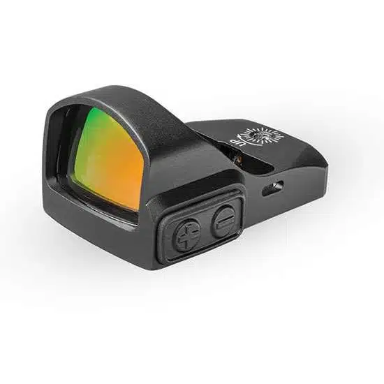 Sleek reflex sight with adjustable reticle for precision aiming and enhanced visibility in all conditions.