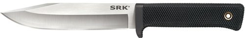 Durable fixed-blade knife with ergonomic grip, polished stainless steel blade, ideal for outdoor use.
