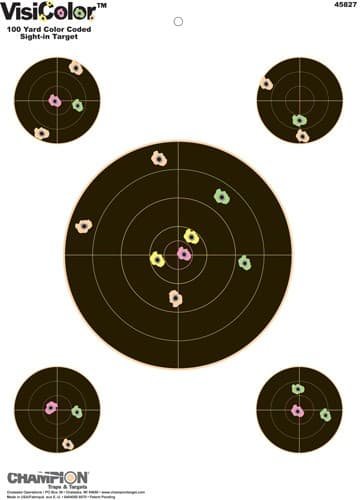 VisiColor target sheet for improving shooting precision and accuracy practice sessions.