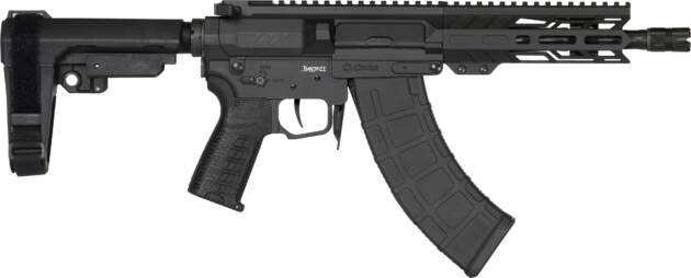 Sleek tactical hybrid rifle with collapsible stock and high-capacity magazine for versatile performance.