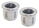 Polished metal threaded couplings for secure plumbing connections and easy installation.