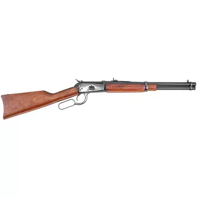 Classic lever-action rifle with elegant wood stock and blued metal finish, ideal for collectors.