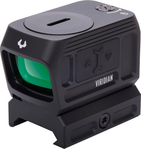 Viridian 9810059 Red Dot Sight: durable, green-tinted lens, adjustable brightness, versatile mounting for precision shooting.