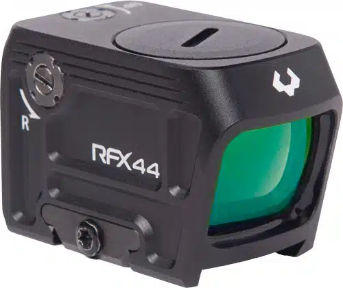 RFX44 Red Dot Sight: Durable, adjustable brightness, green lens for precision and fast-target shooting.