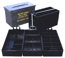 Durable metal and versatile plastic storage containers for efficient organization of tools and crafts.