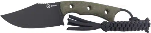 Durable tactical knife with ergonomic handle and paracord, perfect for outdoor survival and camping.
