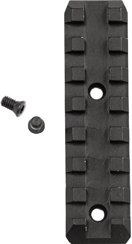 Durable black tactical rail system for versatile accessory mounting on firearms or gear.