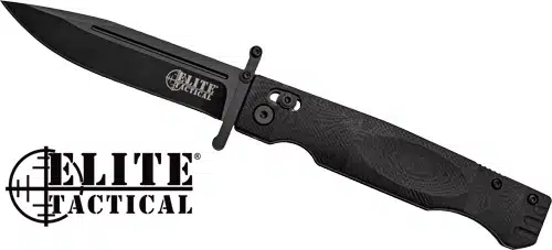 ELITE TACTICAL Folding Tanto Knife: durable, versatile, serrated edge for tactical and outdoor use.