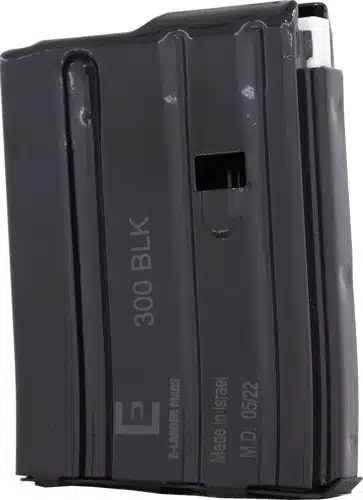 Durable .300 Blackout magazine with witness window for tactical and recreational shooting.