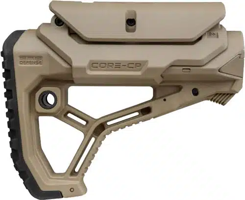 Adjustable Flat Dark Earth Firearm Stock for enhanced stability, comfort, and reliable performance in tactical use.