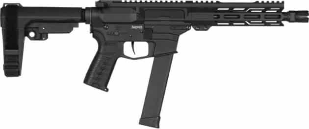 Sleek tactical rifle with adjustable stock, detachable magazine, and versatile rail system for accessories.