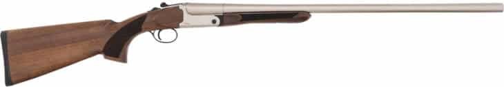 Sleek single-barrel shotgun with dark hardwood stock, ideal for hunting and sport shooting.