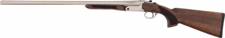 Sleek double-barrel shotgun with polished barrels and elegant walnut stock for style and performance.