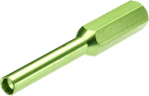 Durable green hex driver for secure engagement with hex socket screws in diverse applications.