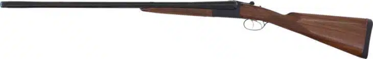 Elegant double-barreled shotgun with polished wood stock, perfect for hunting and sport shooting.