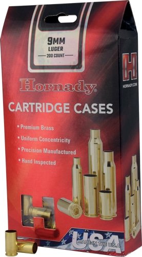 Hornady 9MM Luger Brass Cartridge Cases - Reliable, premium quality for precision reloading.