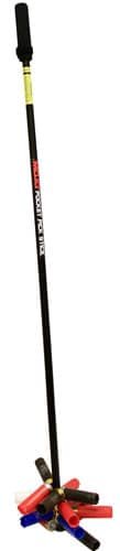 Durable black pole tool with grip and colorful attachments for outdoor sports and activities.