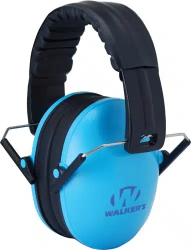 Bright blue earmuffs for hearing protection, featuring comfort fit and effective noise reduction.