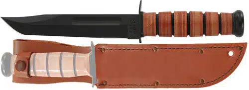 K1320 Tactical Blade Knife with ergonomic grip and leather sheath for durability and precision.