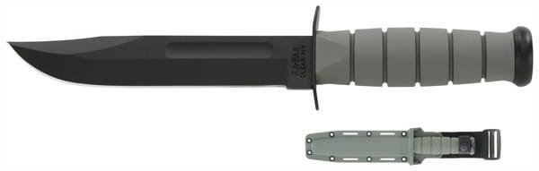 Durable K5011 utility knife with ergonomic grip and secure sheath for outdoor adventures and everyday use.