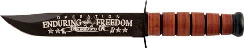 Commemorative tactical knife honoring Operation Enduring Freedom with a sleek design and secure handle.