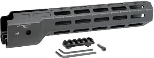 Sleek MICRPC9 tactical handguard with ergonomic grip, cutouts, and Picatinny rail for accessories.