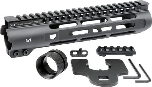 Modular tactical handguard with Picatinny rail for versatile accessory mounting and lightweight design.