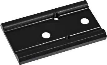 Durable black mounting plate with holes for secure installation of hardware and electronics.