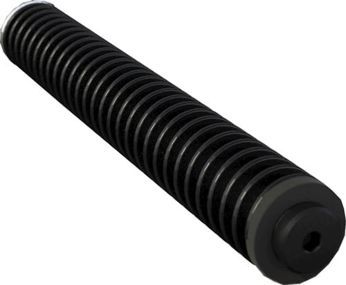 Durable ribbed utility cylinder in black polymer, designed for mechanical and industrial applications.
