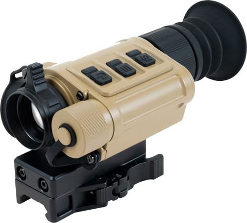 Rugged tactical tan night vision scope RH25V2 with quick-release mount for low-light precision.
