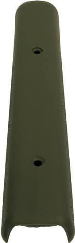 Durable olive green tactical component with mounting holes for outdoor and military applications.